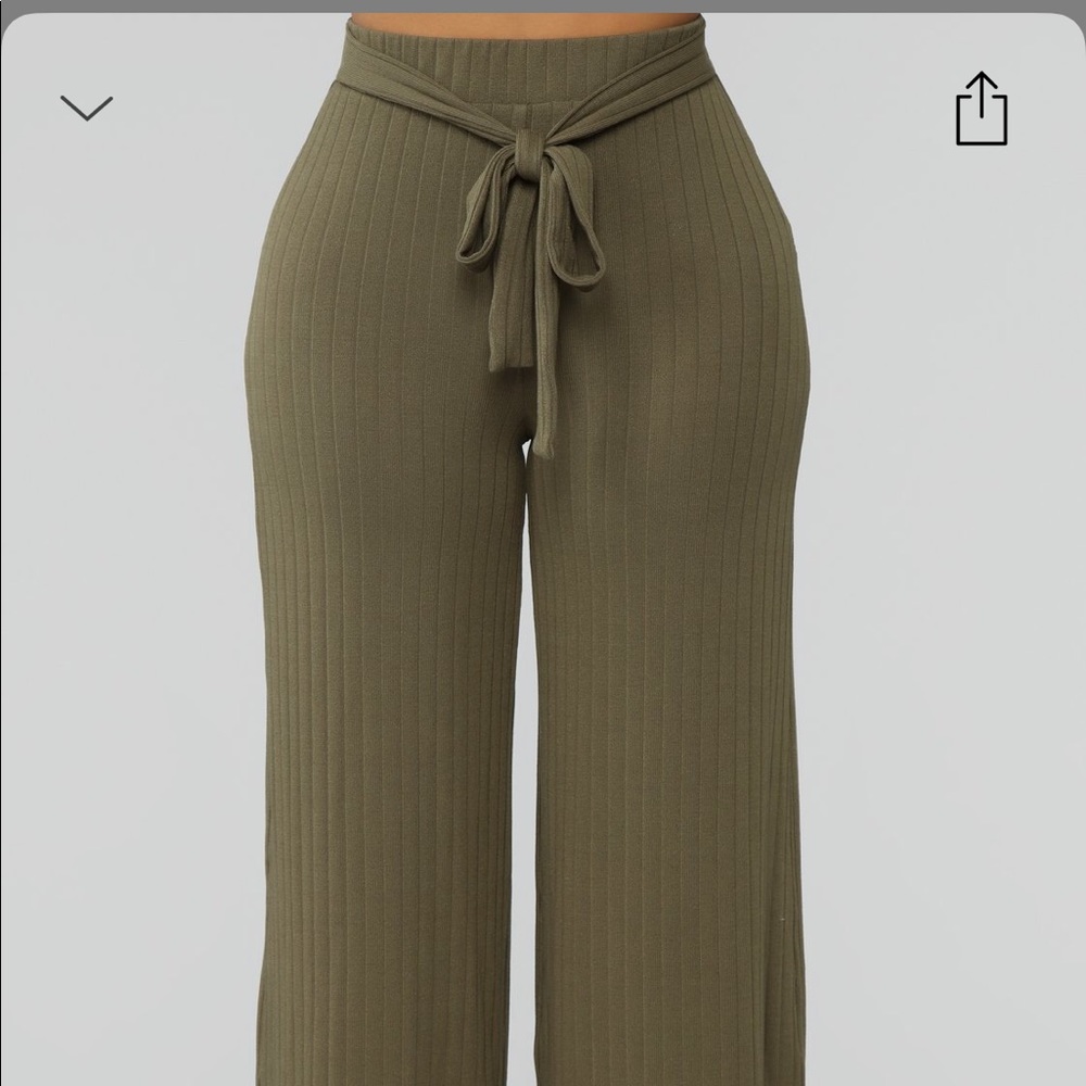Paper chase tie waist pants Olive